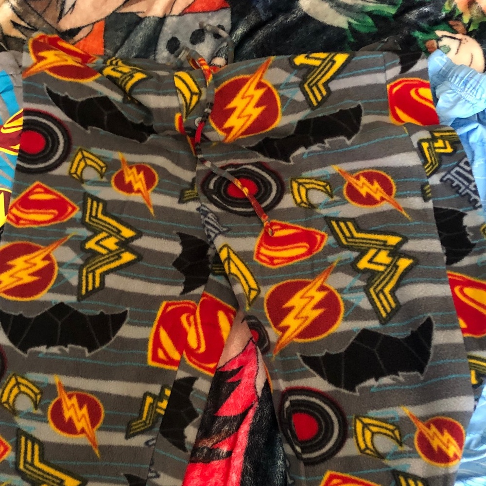 Gray Superhero Patterned Pants - image 1